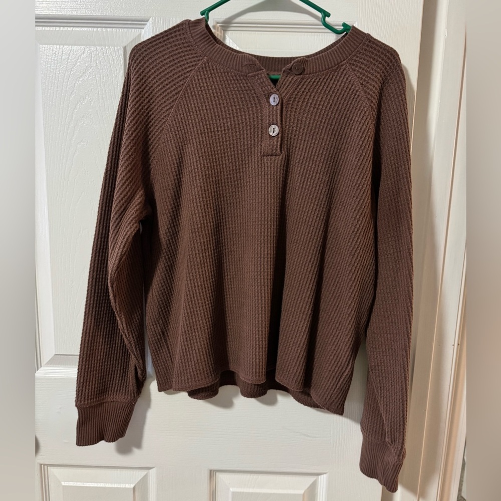 Old Navy Women’s Brown Waffle Knit Long Sleeve